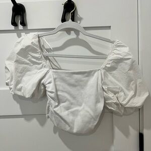 Zara Women’s White Puff Sleeve Crop
